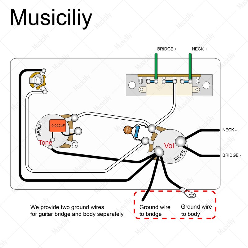Musiclily Pro Guitar Pre-wired Wiring Harness Upgrade for Import ST