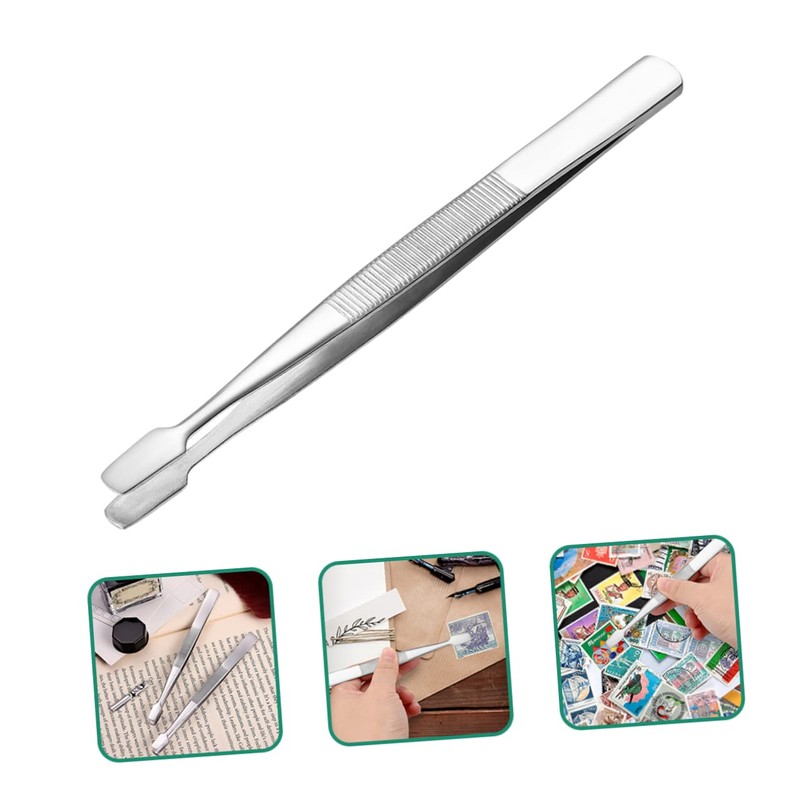 VILLFUL 15pcs Stainless Steel Flat Head Tweezers for False Lashes