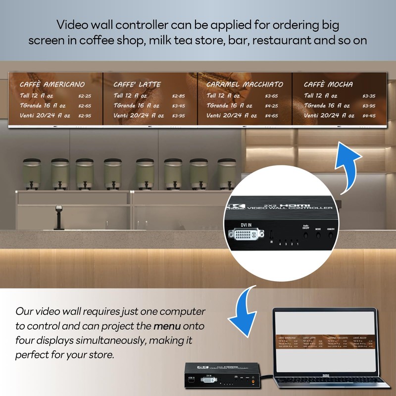 BOOBRIE Video Wall Controller 2X2, Video Wall Processor 4K x