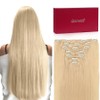 Straight Clip in Hair Extensions Real Human Hair, 7Pcs 12
