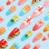 Summer Beach Press on Nails Medium Almonds Fake Nails Colorful