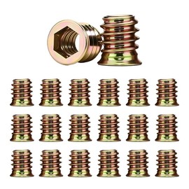20-Piece M5 x 10mm Threaded Insert Nuts for Wood - Hex Drive Installation, Zinc Plated Carbon Steel