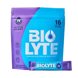 BIOLYTE IV Electrolyte Powder Packets, IV Liquid Drink Mix for Water, Doctor-Developed Hydration, HSA Approved Dehydration Relief, Chemotherapy Must Haves for Women & Men - Mixed Berry (16 Sticks)