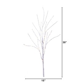 Nearly Natural 2.5ft. Pre-Lit Artificial White Birch Branches with Warm White 100 Micro LED Lights (Set of 2)