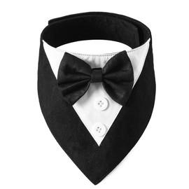 ADOGGYGO ADOGGYGO Formal Dog Tuxedo, Wedding Dog Bandana Collar with Bowtie, Adjustable Pet Birthday Wedding Tux Outfit for Medium Dogs (M, Black)