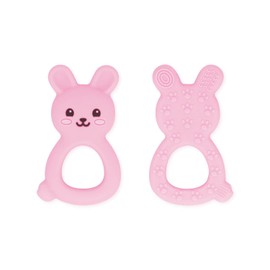 Baby Teething Toys BPA-Free Cute Silicone Bunny Teethers-Easy to Hold Soft and Comfortable Help take The Stress Out of Teething,Perfect for Newborn Girls and Boys (Pink)
