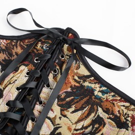 Scarlet Darkness Womens Belt Renaissance Medieval Lace up Floral Corset Belts for Summer Brown 8