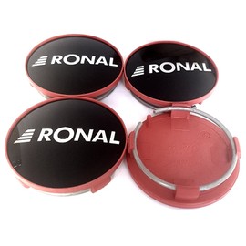 4 x Original RONAL 62.2 mm Hub Cap Hub Cap Black High Gloss Edge Red Centre Cap Lid Wheel Centre Cap