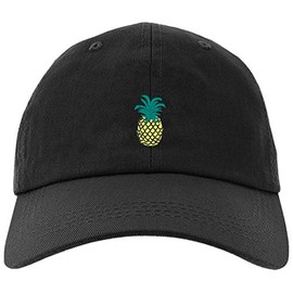 owndis Cap Pineapple Embroidered Dad Hat for Man and Women, Adjustable Baseball Cap-EM-0009-Black