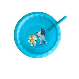 Lunch Money Blue Cartoon Plastic Sipper Cereal Bowl with Straw, 14.5-oz. -Perfect for Kids Breakfast, Lunches, etc.