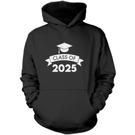 Class of 2025 Graduation Cap - Kids Unisex Hoodie - Leavers Leaving School Gift Good Luck 12-13 Years Black
