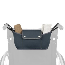 Wheelchair Organiser Bag Neoprene with Fastening, Cup Holder, Compartments and Magnetic Closure, Wheelchair Bag, Universal for Many Walkers, Handles, Pusher - Grey
