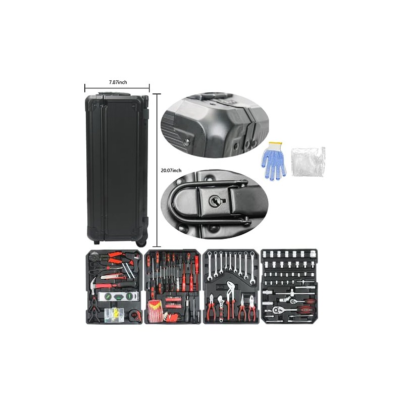 Campfun 899PCS Tool Set, Household Tool Kit with Rolling Tool