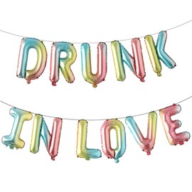 Drunk in Love Balloons 16 Inch Letter Foil Balloons for Bridal Shower, Wedding, Bridal Shower (Rainbow)