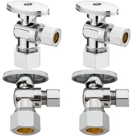 (10 Pack) Lidertik 1/2 inch NPT Thread Angle Stop Valve 1/2 inch x 3/8 inch Compression for Water Toilet Bathroom Sink Brass Plated Chrome 1/4 Turn Valve LI-JF1-NPT-A(10 PCS)
