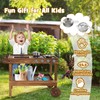 KOTEK Mud Kitchen with Wheels, Toddler Wooden Rolling Mud Table