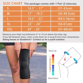 CAMBIVO 2 Pack Knee Brace, Knee Compression Sleeve Support for Men and Women, Running, Workout, Gym, Hiking, Sports