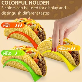 3 Packs Taco Holder Stands Plastic Colorful Taco Tray Plate Racks Party Supplies Stand on Table Stackable for Taco Hot Dog