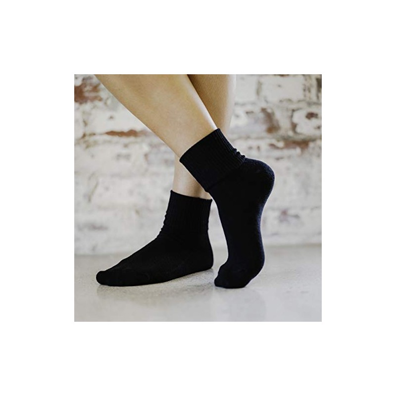 No nonsense Womens Cotton Basic Cuff Sock, Black-9 Pair Pack,