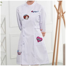 Stethophone Nurse Text Patch Embroidered Iron On/Sew On Patches Hospital Series Red Heart Fabric Medical Theme Clothing Accessories