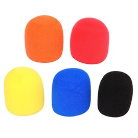 Paquete de 5 Cubiertas de Espuma para Micrófono, Parabrisas de Micrófono de Mano, Cubiertas Coloridas para Micrófono, Cubiertas de Espuma para Parabrisas de Auriculares para una Variedad de Micrófonos