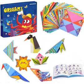 Afufu Origami Paper Colourful Craft Paper 108 Sheets (14 x 14 cm) with Instructions Book Craft Set Children's Origami Paper DIY Arts and Craft Projects Origami Paper Set Gift for Boys Girls 3+ Years