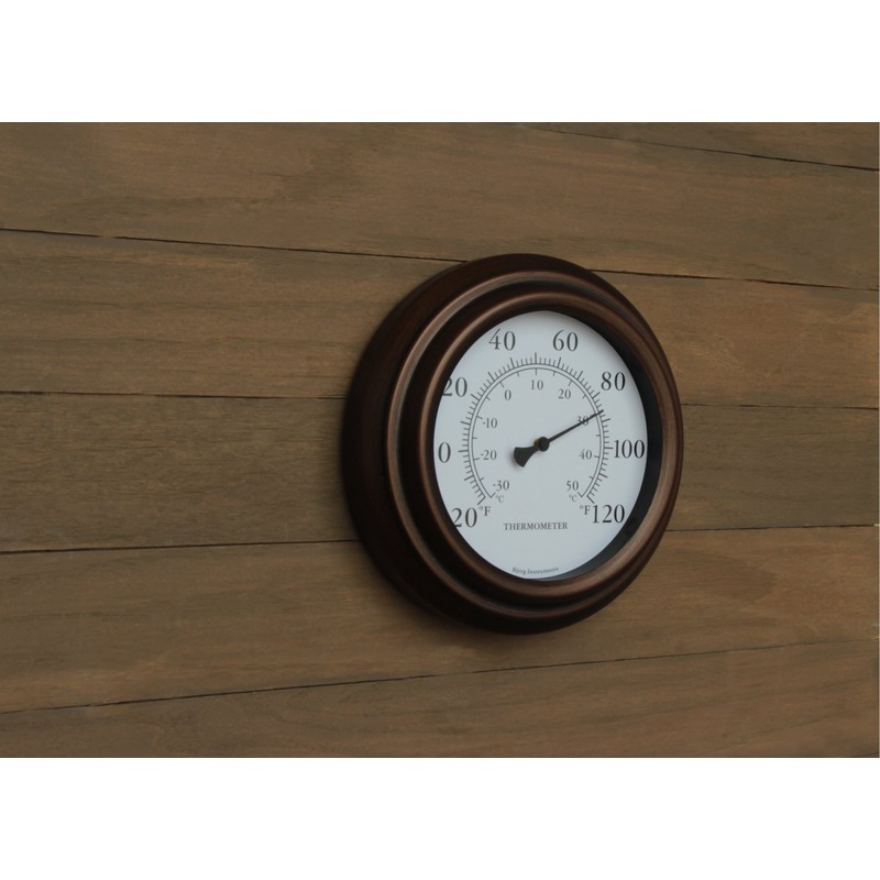 8" Decorative Indoor/Outdoor Patio Wall Thermometer (Bronze)