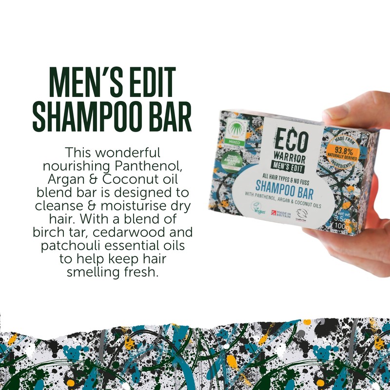 Eco Warrior Men’s Edit Shampoo Bar 100g, Natural, Eco Friendly,