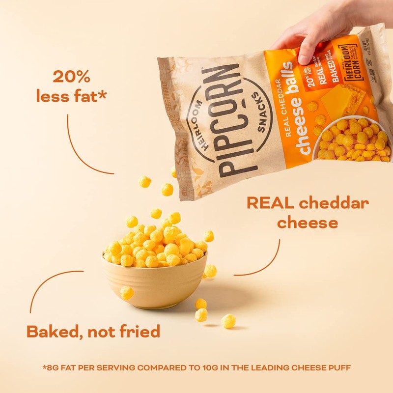 Heirloom Cheddar Cheese Balls by Pipcorn, 4.5 Oz