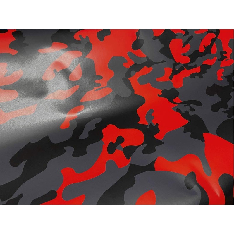RED Black Gray Camouflage Vinyl Car Wrap Film Sheet +