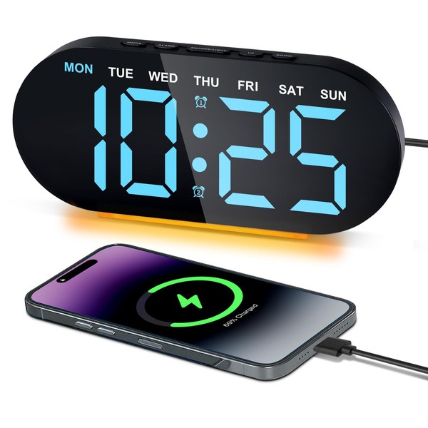 Foyucool Digital Alarm Clock for Bedroom with Nightlight, 7" Large