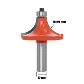 AKYLIN Rounding Cutter 12 mm Shank, R19, 2 Flows Carbide Tip, Router Bit for Router with Ball Bearing for Woodworking, Edge Cutter, Router Bit
