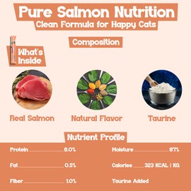 Beefeaters Salmon Pure Cat Treats 1.59oz (12 Pack) | Lickable Squeeze Tube Treats, Grain-Free, No Added Sugar, Real Salmon, Taurine-Enriched, Ideal for Bonding, Seniors, Toppers & Everyday Treating