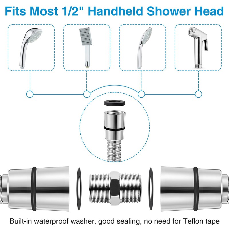 Dreyoo 1 Pack 59 Inch Shower Hose with Shower Extension