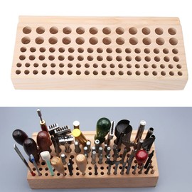 98 Holes Leathercraft Tool Storage Holder Wooden DIY Tool Rack, Leather Craft Stamping Punching Tools Holder Leather Working Tool Organizer for Leather Punch Tool, Leather Working Supplies