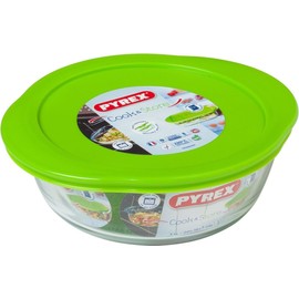 Pyrex Cook and Store 4 in 1 Round Dish 20 cm With Lid,Green,1 Litre
