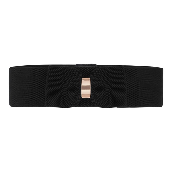 BlackButterfly 2.4 Inch Elastic Bow Waist Belt (Black, M)