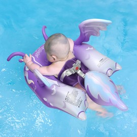 Swimbobo Baby Pool Float Inflatable Infant Swimming Floats with Adjustable Seat,Size Improved Add Tail Avoid Filp Over Pool Splash & Play Toys for Kids Ages 6-36 Months (Purple Dragon)