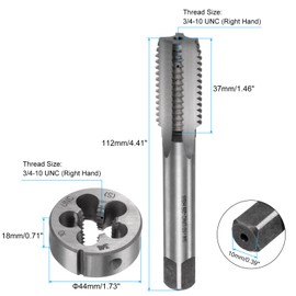 sourcing map 2pcs Tap and Die Set, Metric 3/4-10 UNC Thread Taps & Round Die, Tapping Threading Tool Tap & Die Kit for Nut Screw Bolt Thread Repair