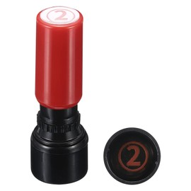 PATIKIL Number Stamps Self Inking, Numeral 2 7mm Number Ink Stamp with Circle Teacher Initial Stamper for Class Notebook Scrapbooking DIY Craft, Red Shell