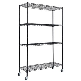 4-Tier Heavy Duty Storage Shelving Unit,Storage Cart On Wheels, Adjustable Rolling Shelves Organizer, 1400LBS Capacity Storage Unit, Utility Cart Organizer for Kitchen, Pantry - 36" L x 14" W x 58" H