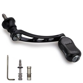 HEIGHTEN 831 Gourd Series 2.2 inches (56 mm) Reel Handle 0.8 inch (21 mm) Carbon Knob for Shimano Daiwa Universal Spinning Reel (Black & Gunmetal)