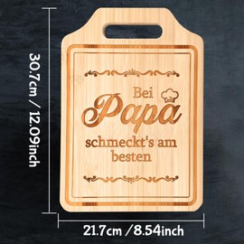 Gifts for Dad Chopping Board Kitchen Bamboo, Chopping Boards with Engraving Bei Papa schmeckts am besten Funny Gifts for Dad, Cutting Board, Birthday Gift, Christmas Gifts for Dad