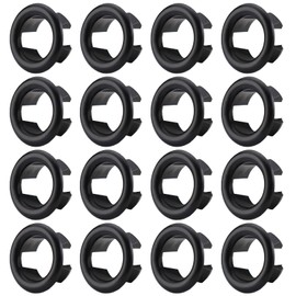 16 PCS Plastic Sink Overflow Ring, Sink Basin Overflow Trim Ring Cover, Drain Cover for Kitchen Bathroom (Black)