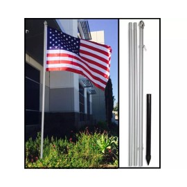 Unbranded 10ft Aluminum Outdoor Flag Pole KIT (Silver) + 3x5 USA Flag