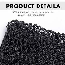 JASSINS JASSINS African Net Long Bath Net Sponge, Bathing Body Exfoliating Shower Body Back Scrubber Skin Smoother,Stretch Length to 66 INCH (Black)