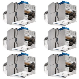 Tunghey CAT8 RJ45 Keystone Shielded Coupler - Ethernet Female to Female Keystone Jack, STP Insert for Cat8/Cat7/Cat6a/Cat6/Cat5e Cable (6-Pack)