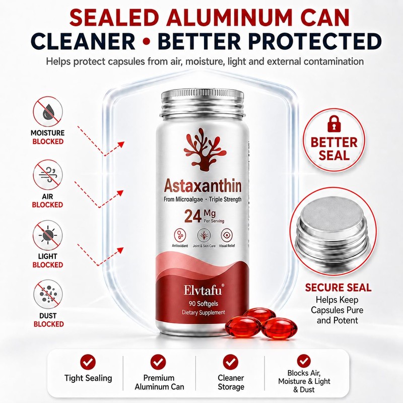 Astaxanthin Supplements 24mg Astaxanthin Softgels,from Microalgae, Triple Strength Astaxantina Antioxidant