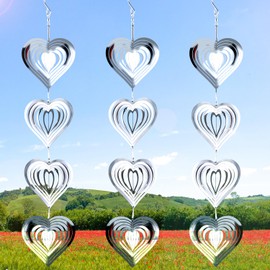 Heart Bird Scare Discs Set, Double-Sided Metal Holographic Reflective Bird Scare Discs Bird Scare Devices Bird Reflectors for Windows Outside for Scaring Birds Away