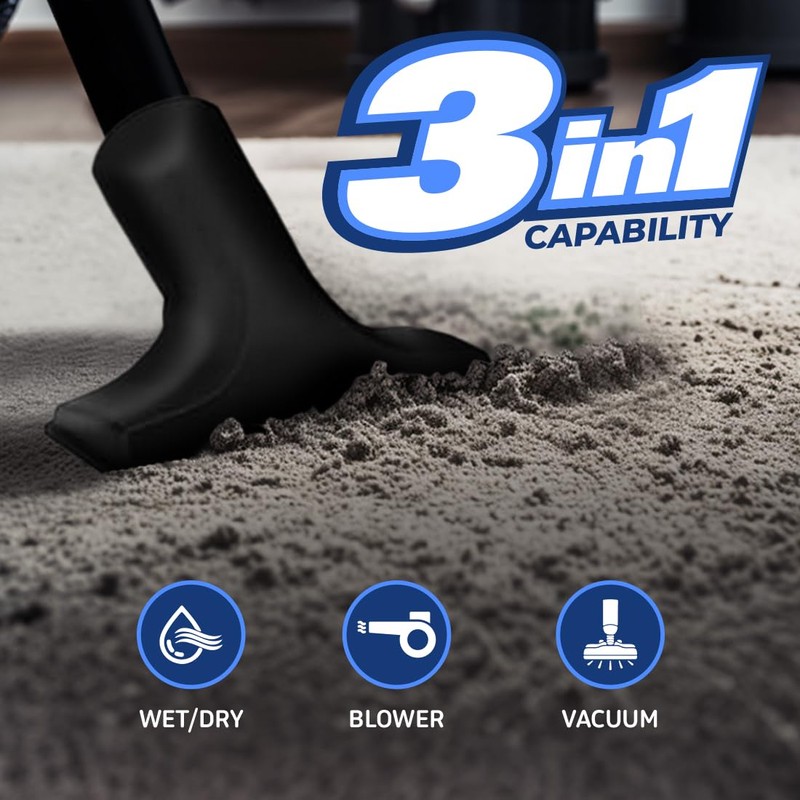 Koblenz WD-2L Portable Wet Dry Vacuum, 2-Gallon 2 PHP Suction